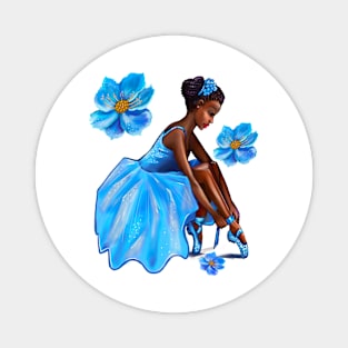 Dance Ballet blue flowers Queen Black is beautiful African American Ballerina Dancer Dancing Magnet